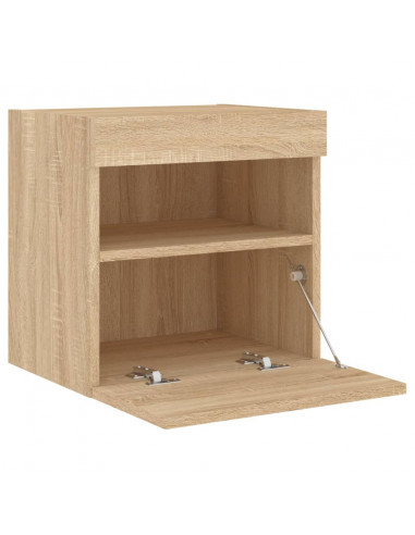 Mobili TV a Parete con Luci LED 2pz Rovere Sonoma 40x30x40 cm