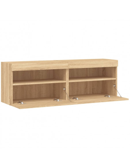 Mobili TV a Parete con Luci LED 2pz Rovere Sonoma 60x30x40 cm