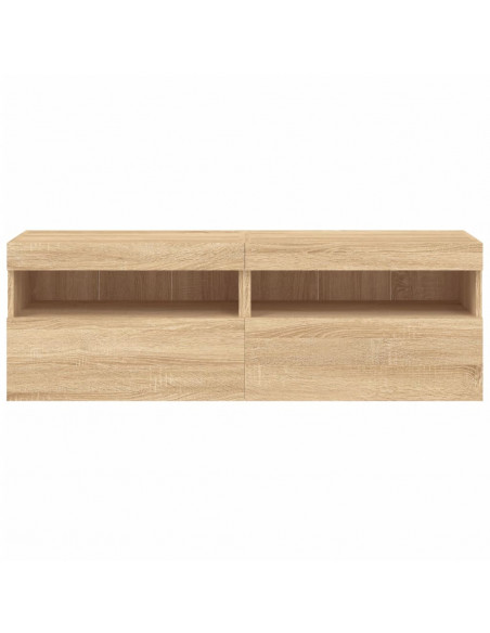 Mobili TV a Parete con Luci LED 2pz Rovere Sonoma 60x30x40 cm
