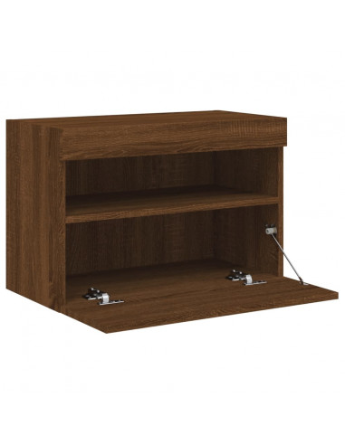 Mobile TV a Parete con Luci LED Rovere Marrone 60x30x40 cm