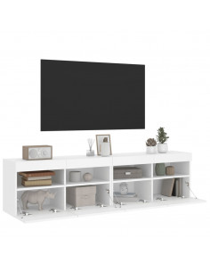 Mobili TV a Parete con Luci LED 2pz Bianchi 80x30x40 cm 2