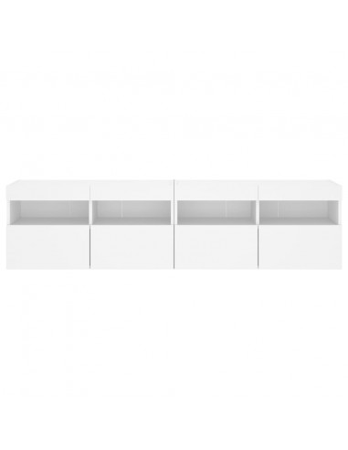 Mobili TV a Parete con Luci LED 2pz Bianchi 80x30x40 cm