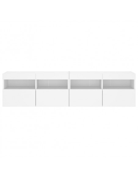 Mobili TV a Parete con Luci LED 2pz Bianchi 80x30x40 cm