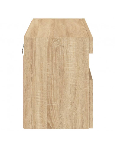 Mobile TV a Parete con Luci LED Rovere Sonoma 80x30x40 cm