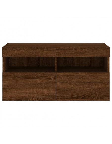 Mobile TV a Parete con Luci LED Rovere Marrone 80x30x40 cm
