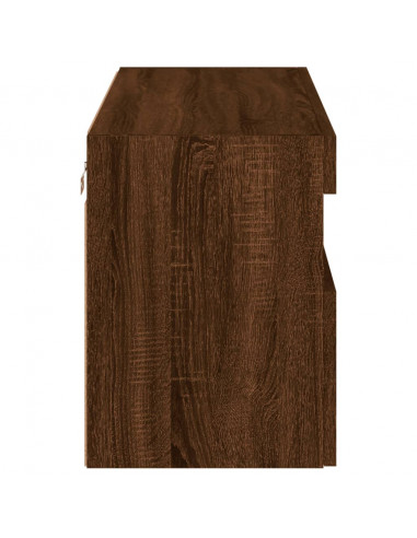 Mobile TV a Parete con Luci LED Rovere Marrone 80x30x40 cm