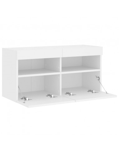 Mobile TV a Parete con Luci LED Bianco 80x30x40 cm