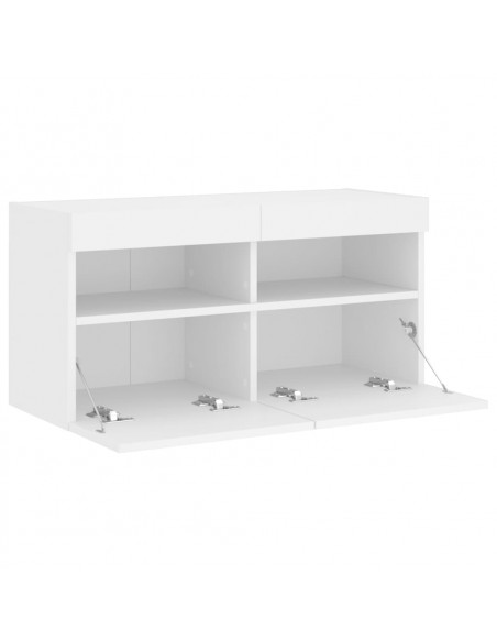 Mobile TV a Parete con Luci LED Bianco 80x30x40 cm