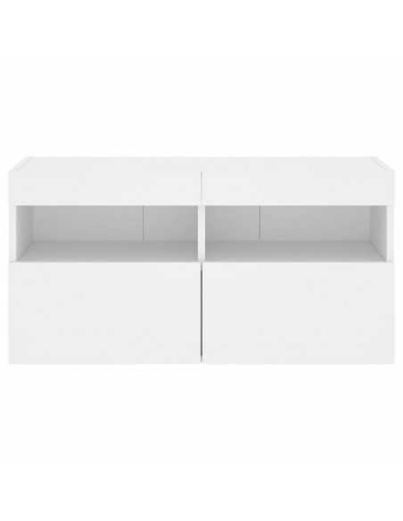 Mobile TV a Parete con Luci LED Bianco 80x30x40 cm