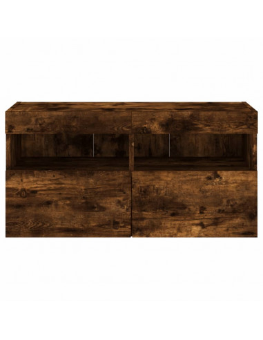 Mobile TV a Parete con Luci LED Rovere Fumo 80x30x40 cm