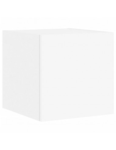 Mobili TV a Parete con Luci LED 2pz Bianchi 30,5x35x30 cm