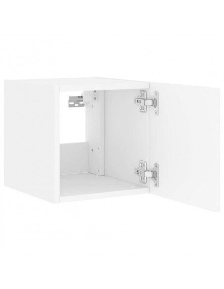 Mobili TV a Parete con Luci LED 2pz Bianchi 30,5x35x30 cm