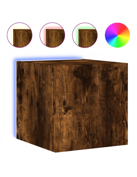Mobili TV a Parete con Luci LED 2pz Rovere Fumo 30,5x35x30 cm