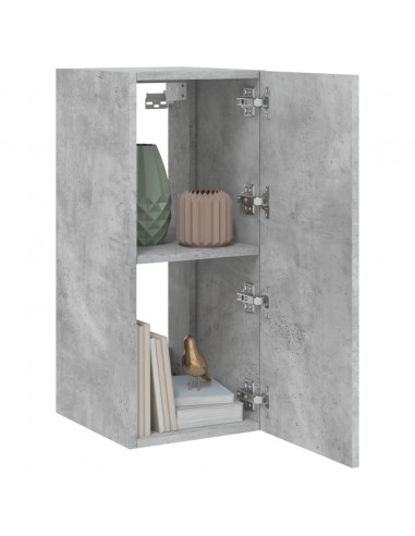 Mobile TV a Parete con Luci LED Grigio Cemento 30,5x35x70 cm