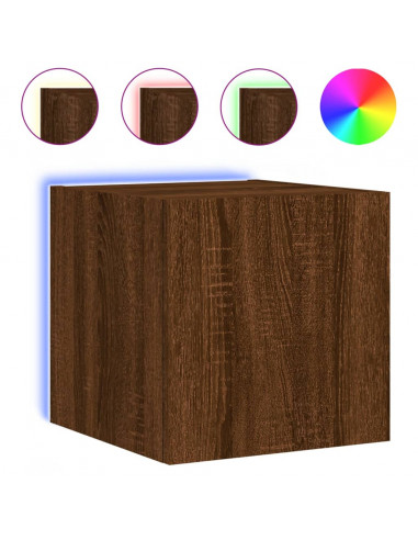 Mobili TV a Parete con Luci LED 2pz Rovere Marrone 30,5x35x30cm