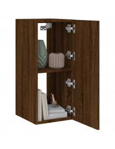 Mobile TV a Parete con Luci LED Rovere Marrone 30,5x35x70 cm 2