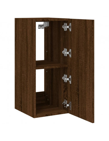 Mobile TV a Parete con Luci LED Rovere Marrone 30,5x35x70 cm