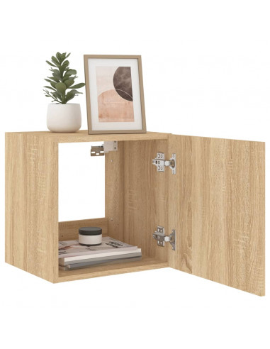 Mobile TV a Parete con Luci LED Rovere Sonoma 40,5x35x40 cm