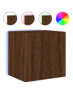 Mobili TV a Parete con Luci LED 2pz Rovere Marrone 40,5x35x40cm 2