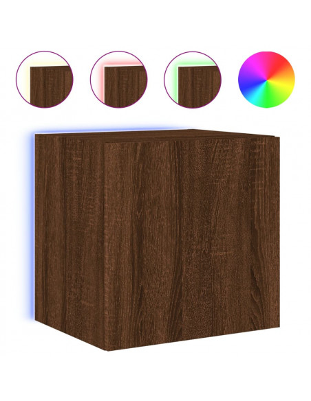 Mobili TV a Parete con Luci LED 2pz Rovere Marrone 40,5x35x40cm