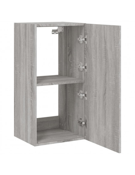 Mobile TV a Parete con Luci LED Grigio Sonoma 40,5x35x80 cm