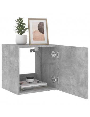 Mobile TV a Parete con Luci LED Grigio Cemento 40,5x35x40 cm