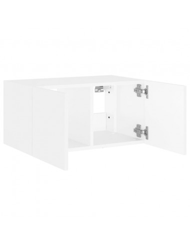 Mobile TV a Parete con Luci LED Bianco 60x35x31 cm