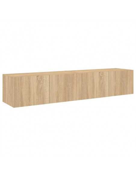 Mobili TV a Parete con Luci LED 2pz Rovere Sonoma 80x35x31 cm