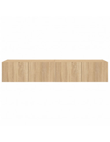 Mobili TV a Parete con Luci LED 2pz Rovere Sonoma 80x35x31 cm