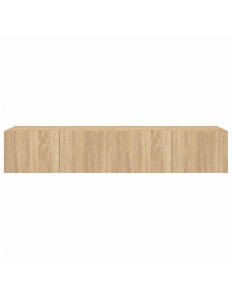 Mobili TV a Parete con Luci LED 2pz Rovere Sonoma 80x35x31 cm