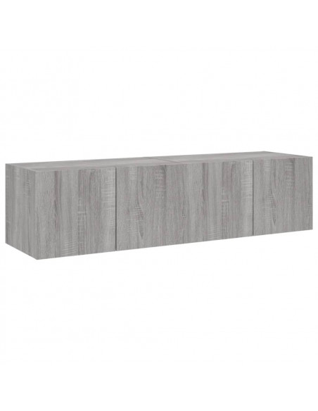 Mobili TV a Parete con Luci LED 2pz Grigio Sonoma 60x35x31 cm