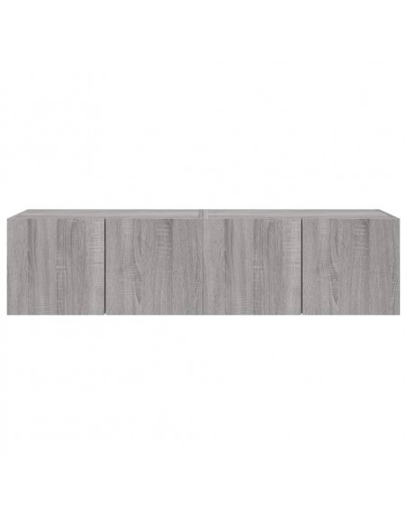 Mobili TV a Parete con Luci LED 2pz Grigio Sonoma 60x35x31 cm