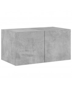 Mobile TV a Parete con Luci LED Grigio Cemento 60x35x31 cm 2