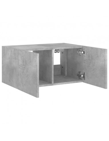 Mobile TV a Parete con Luci LED Grigio Cemento 60x35x31 cm