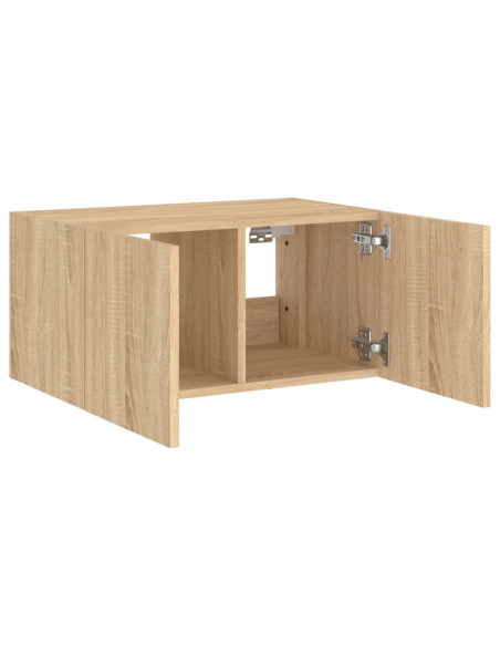 Mobile TV a Parete con Luci LED Rovere Sonoma 60x35x31 cm