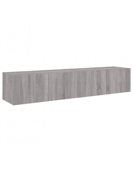 Mobili TV a Parete con Luci LED 2pz Grigio Sonoma 80x35x31 cm