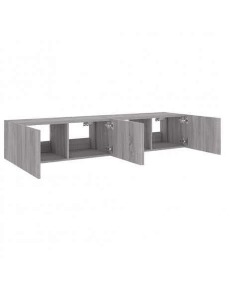 Mobili TV a Parete con Luci LED 2pz Grigio Sonoma 80x35x31 cm