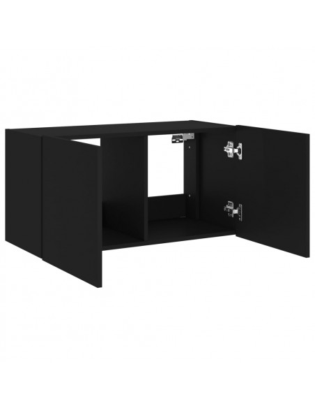 Mobile TV a Parete con Luci LED Nero 80x35x41 cm