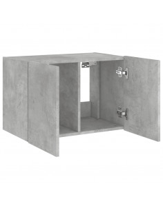 Mobile TV a Parete con Luci LED Grigio Cemento 60x35x41 cm 2