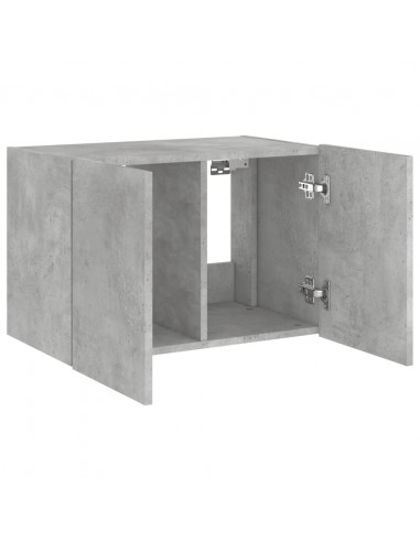 Mobile TV a Parete con Luci LED Grigio Cemento 60x35x41 cm