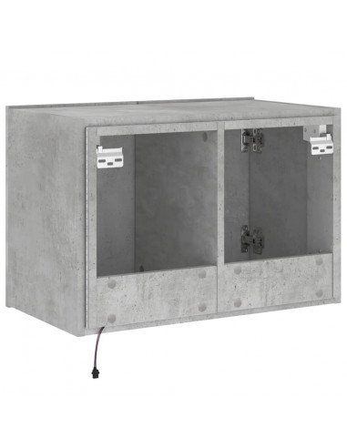 Mobile TV a Parete con Luci LED Grigio Cemento 60x35x41 cm