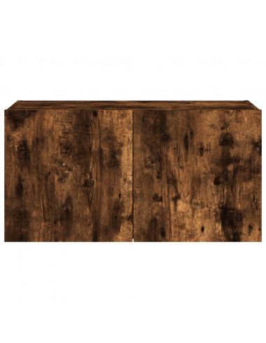 Mobile TV a Parete con Luci LED Rovere Fumo 80x35x41 cm