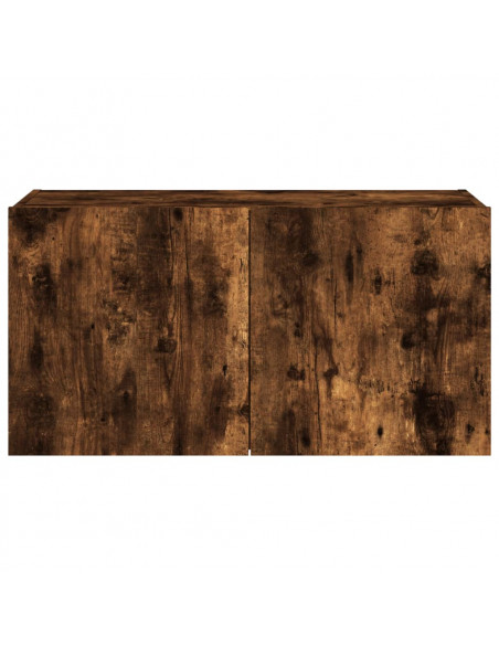 Mobile TV a Parete con Luci LED Rovere Fumo 80x35x41 cm