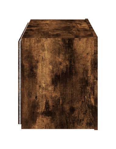 Mobile TV a Parete con Luci LED Rovere Fumo 80x35x41 cm