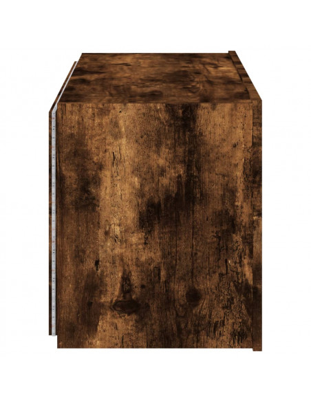 Mobile TV a Parete con Luci LED Rovere Fumo 80x35x41 cm