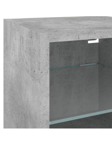 Mobili TV a Muro con LED 7pz Grigio Cemento Legno Multistrato