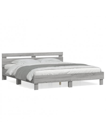 Giroletto Testiera Grigio Sonoma 180x200 cm Legno Multistrato