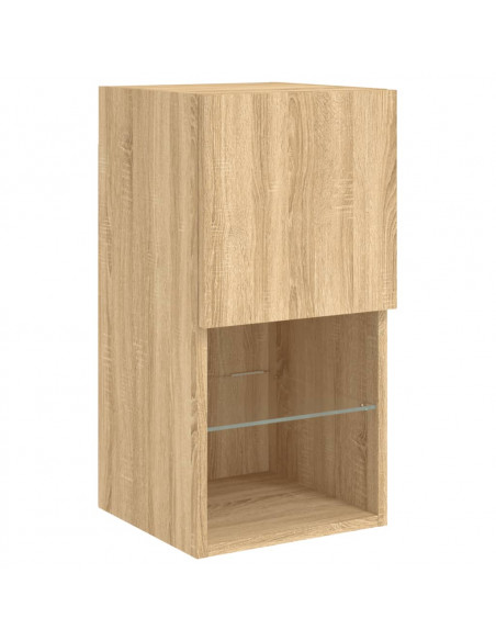 Mobili TV a Muro con LED 8pz Rovere Sonoma Legno Multistrato