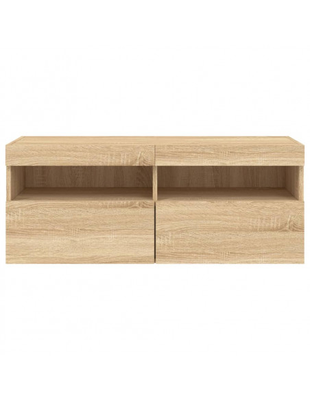 Mobile TV a Parete con Luci LED Rovere Sonoma 100x30x40 cm