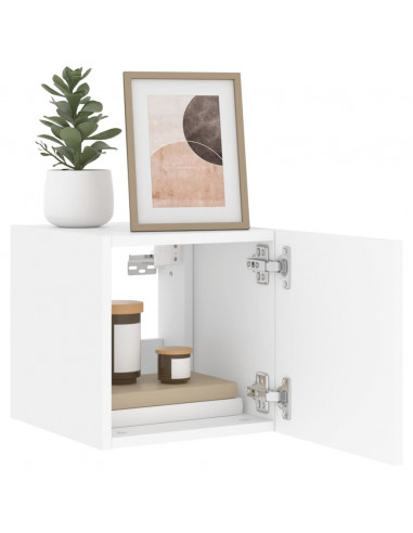 Mobile TV a Parete con Luci LED Bianco 30,5x35x30 cm